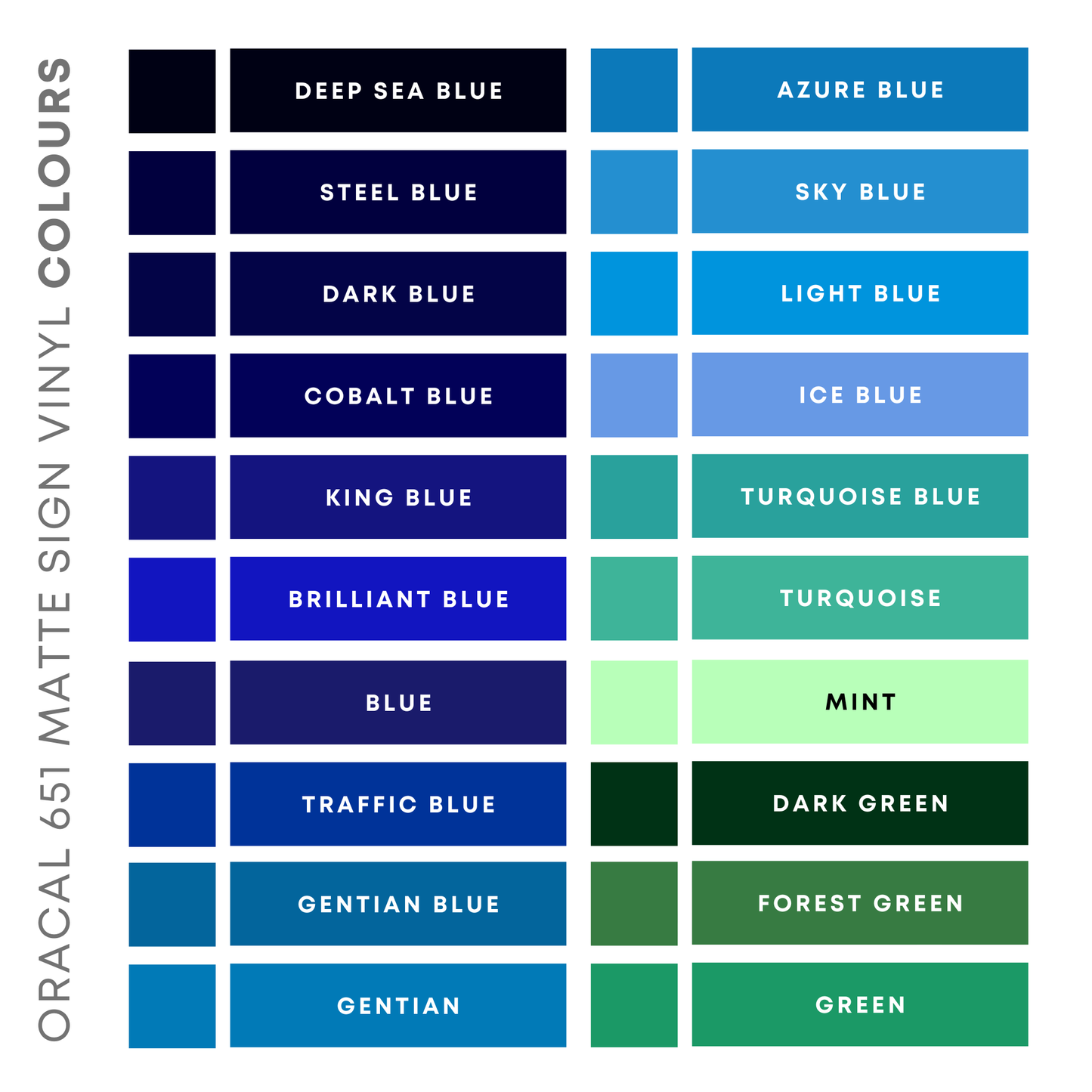 Matte Vinyl - Oracal 651 - A4 Sheet & Roll Self Adhesive Sign Vinyl - Polymeric